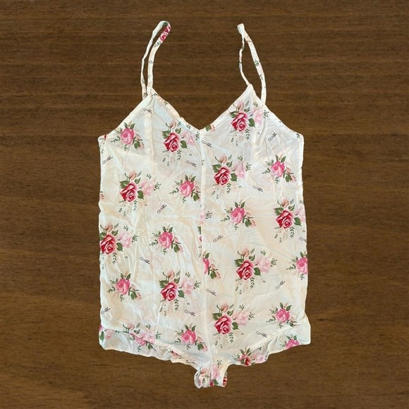 WILDFOX Intimate Romper Womens White Large Red Rose Sleepwear - Picture 2 of 10